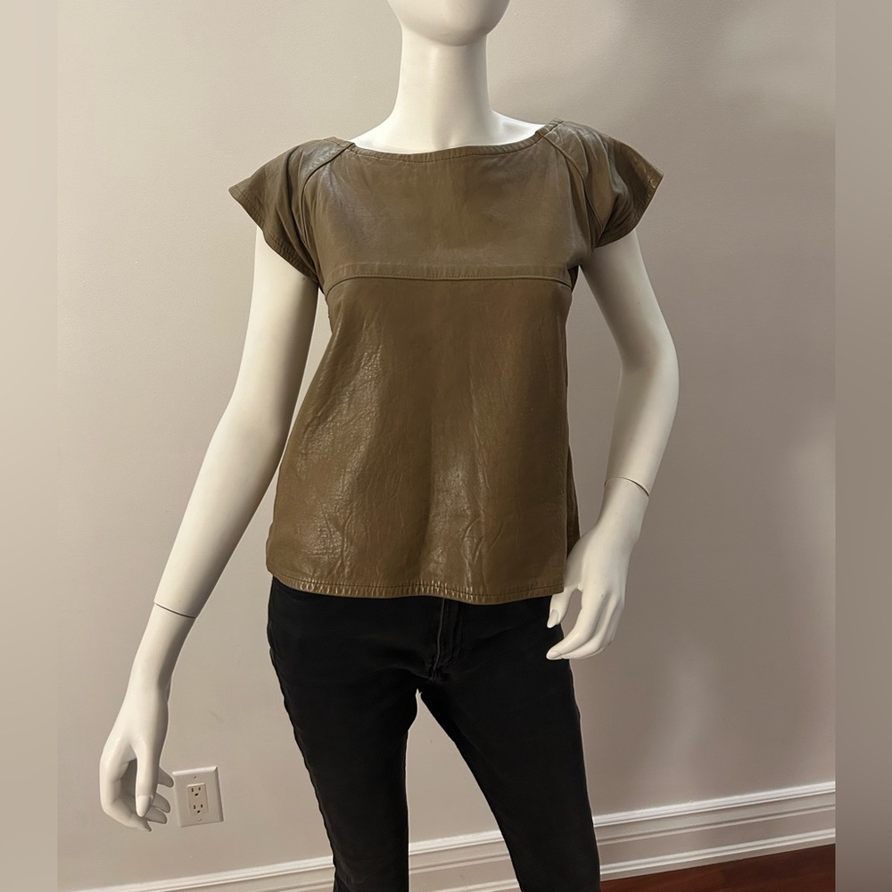 Leather Cap Sleeve Top